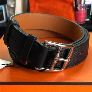 Clemence leather Hermès Etrivière 32mm